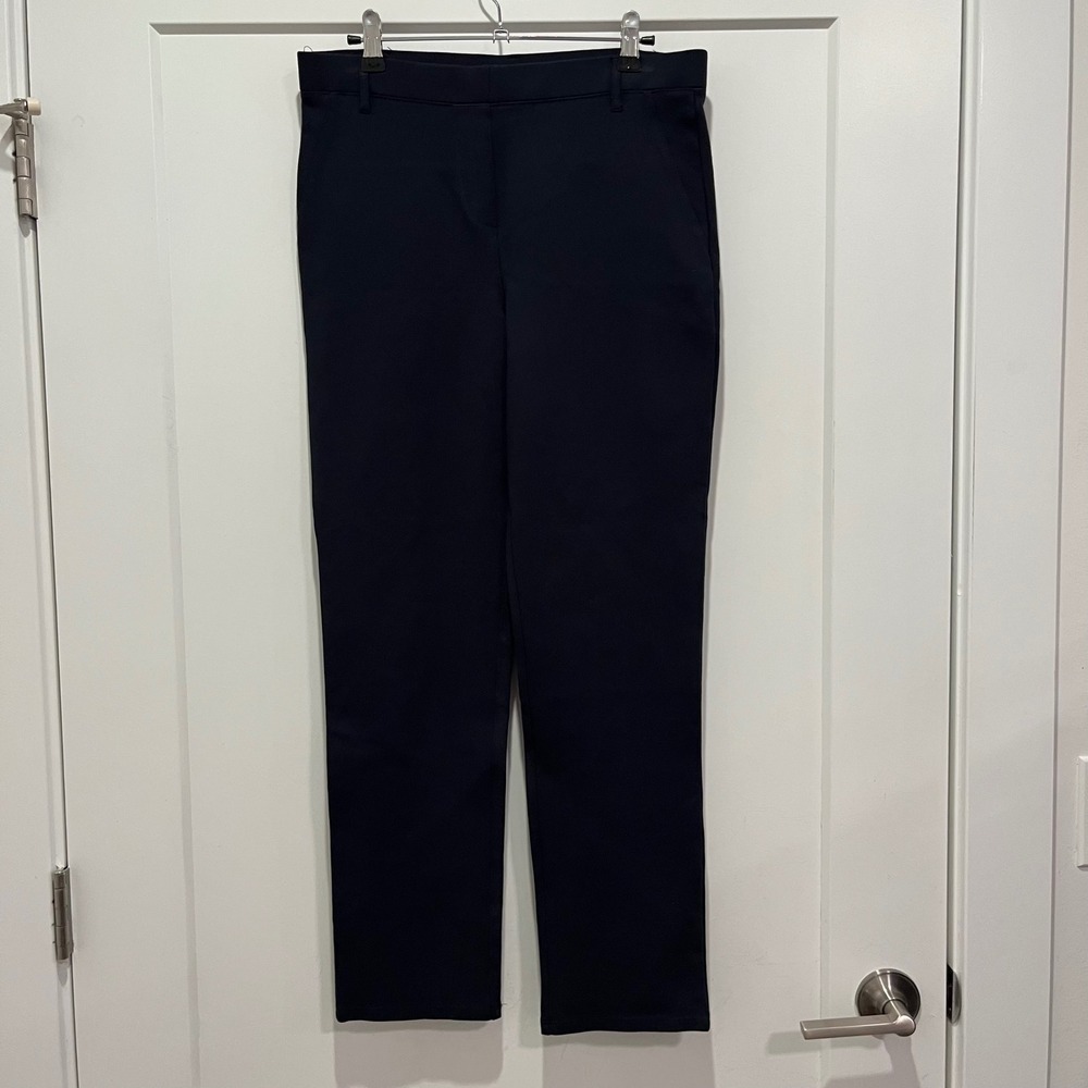 Quince Ultra-Stretch Ponte Straight Leg Pants Navy Blue Size Medium